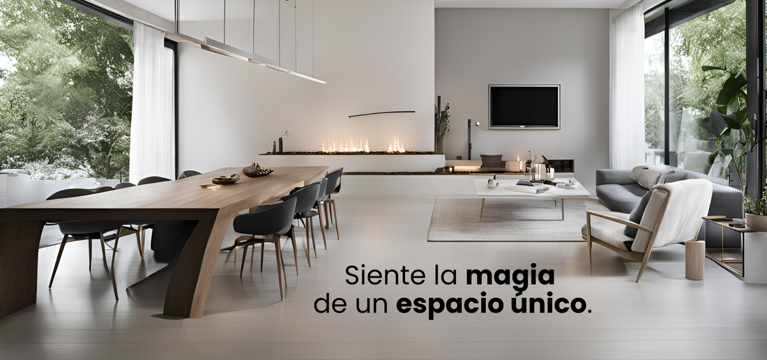 Imagen de una sala moderna y elegante, con sofás cómodos, iluminación suave y una decoración minimalista, creando un ambiente acogedor y sofisticado.